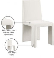 Benson Linen Textured Fabric Upholstered Dining Chair in Cream, Set of 2 - 751Cream-C