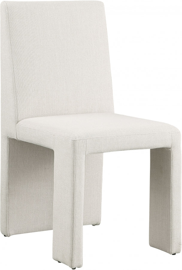 Benson Linen Textured Fabric Upholstered Dining Chair in Cream, Set of 2 - 751Cream-C