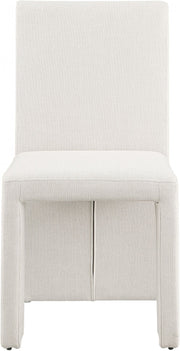 Benson Linen Textured Fabric Upholstered Dining Chair in Cream, Set of 2 - 751Cream-C