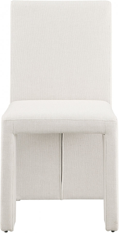 Benson Linen Textured Fabric Upholstered Dining Chair in Cream, Set of 2 - 751Cream-C