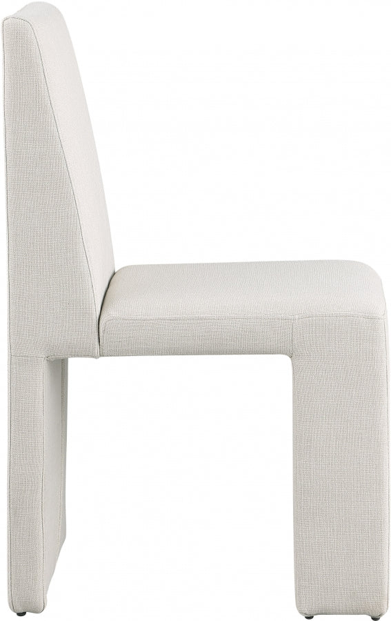 Benson Linen Textured Fabric Upholstered Dining Chair in Cream, Set of 2 - 751Cream-C