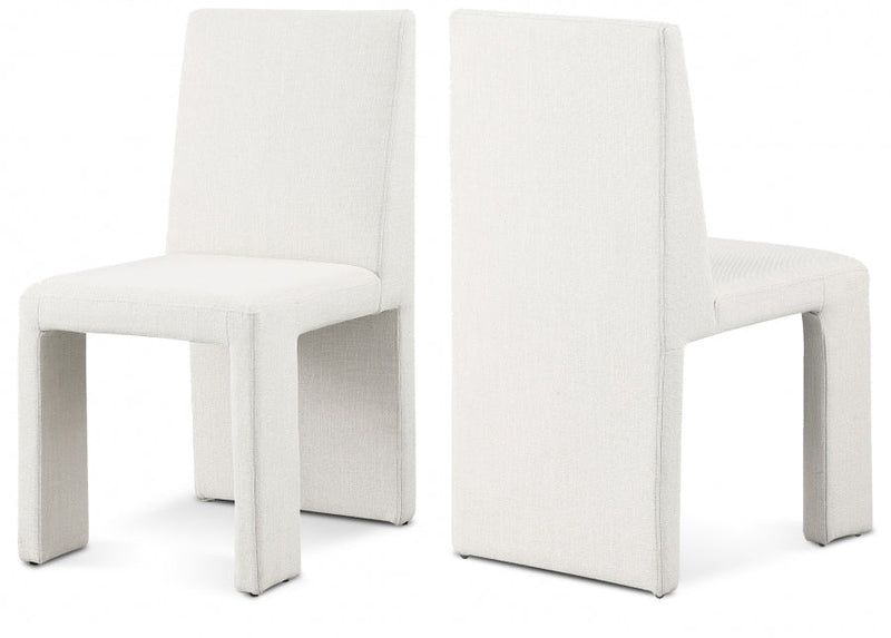 Benson Linen Textured Fabric Upholstered Dining Chair in Cream, Set of 2 - 751Cream-C
