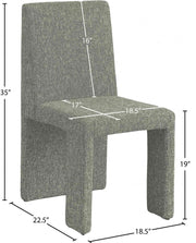 Benson Linen Textured Fabric Upholstered Dining Chair in Green, Set of 2 - 751Green-C