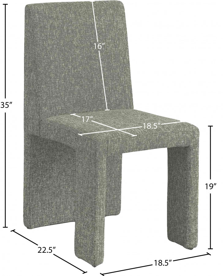 Benson Linen Textured Fabric Upholstered Dining Chair in Green, Set of 2 - 751Green-C