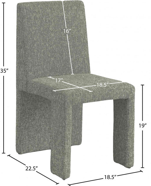 Benson Linen Textured Fabric Upholstered Dining Chair in Green, Set of 2 - 751Green-C