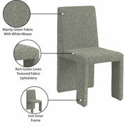 Benson Linen Textured Fabric Upholstered Dining Chair in Green, Set of 2 - 751Green-C