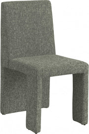 Benson Linen Textured Fabric Upholstered Dining Chair in Green, Set of 2 - 751Green-C