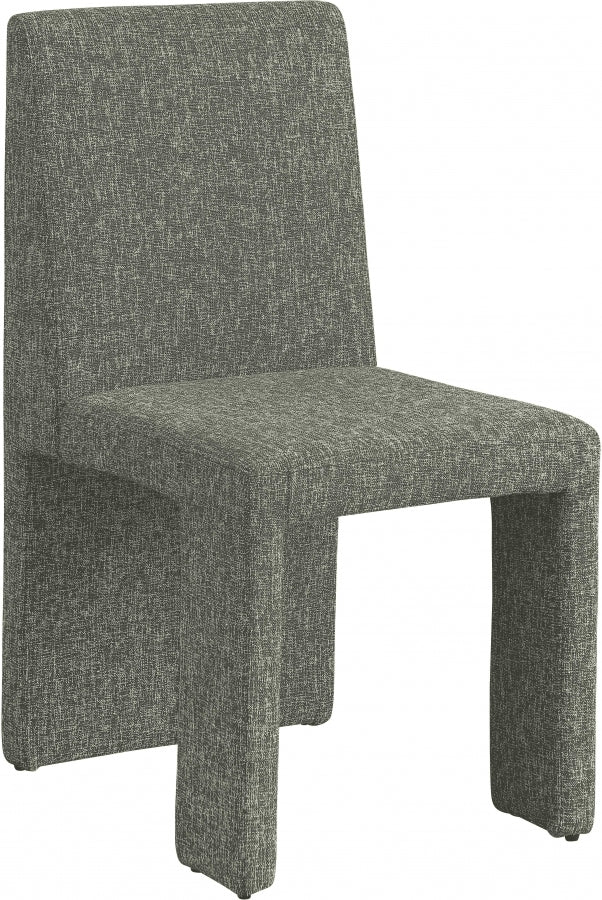 Benson Linen Textured Fabric Upholstered Dining Chair in Green, Set of 2 - 751Green-C
