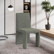 Benson Linen Textured Fabric Upholstered Dining Chair in Green, Set of 2 - 751Green-C