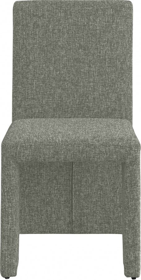 Benson Linen Textured Fabric Upholstered Dining Chair in Green, Set of 2 - 751Green-C