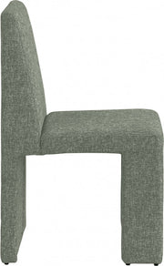 Benson Linen Textured Fabric Upholstered Dining Chair in Green, Set of 2 - 751Green-C