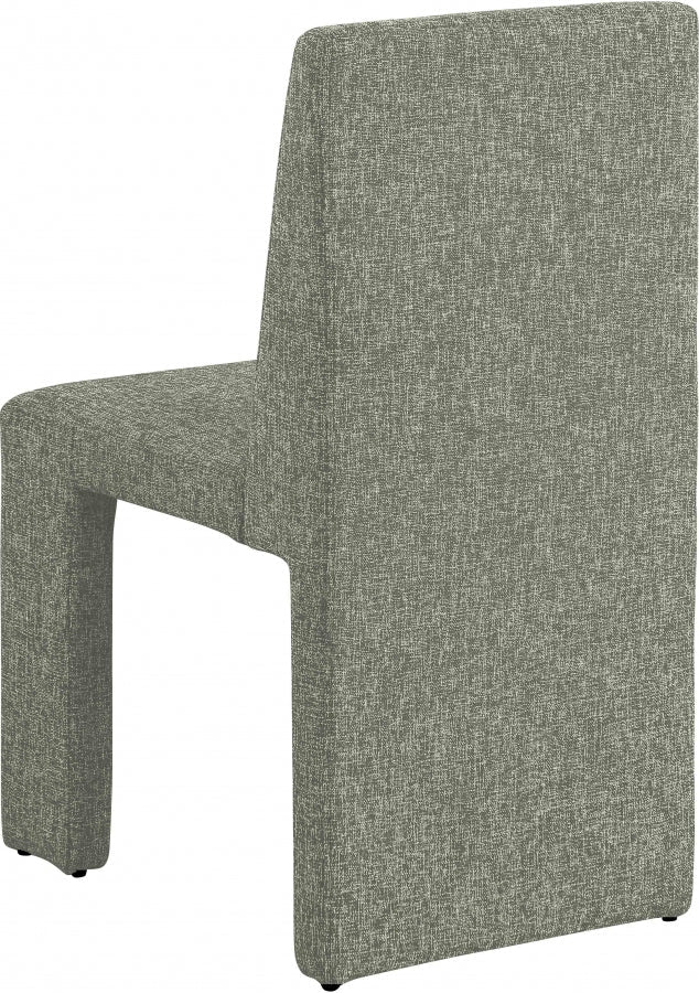 Benson Linen Textured Fabric Upholstered Dining Chair in Green, Set of 2 - 751Green-C