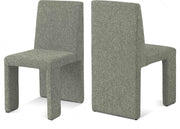 Benson Linen Textured Fabric Upholstered Dining Chair in Green, Set of 2 - 751Green-C