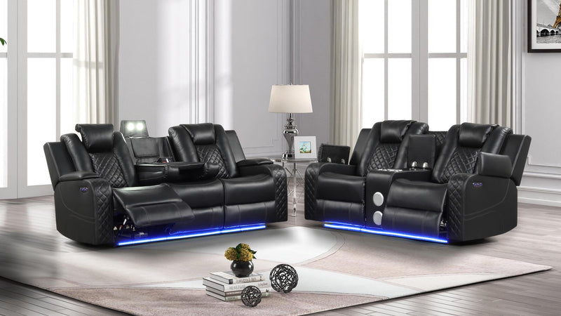 Benz 2 Pc Living Room Set in Black - Benz 2 Pc Living Room Set in Black
