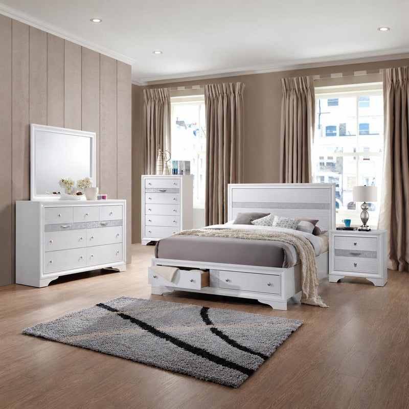 Berea - White Storage Queen Bed, Dresser, Mirror, Chest, Nightstand - B364-QDMCN-White