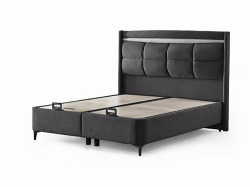 Bergama Storage Bed With Headboard - Twin in Dark Grey - 200-ELIF-BER-90-EY350-SB