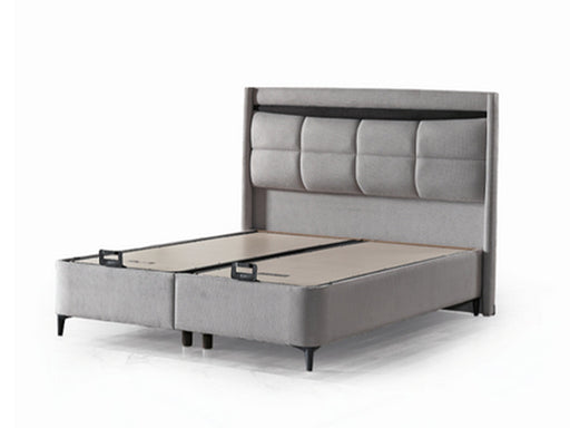 Bergama Storage Bed With Headboard - Twin in Light Grey - 200-ELIF-BER-90-EY354-SB