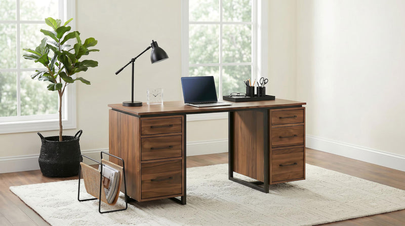Berhalter 6-Drawer Double Pedestal File Computer Desk - 801596