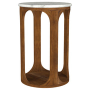 Berkeley Round Marble Top Side Table White and Brown - 930080