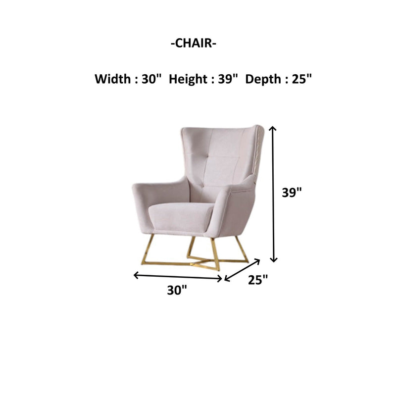Berlin 3-pieces (Sofa & 2 Chair)Livingroom Set Beige in Beige - 101-BER-LV925-311