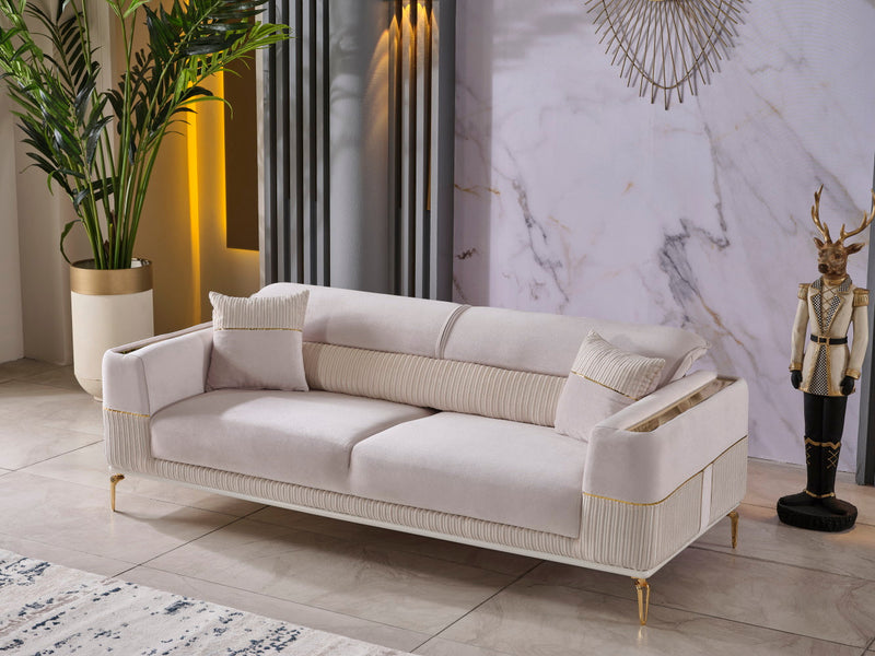 Berlin 3-pieces (Sofa & Loveseat & Chair)Livingroom Set Beige in Beige - 101-BER-LV925-321