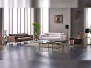 Berlin 4-pieces (2 Sofa & 2 Chair) Livingroom in Brown - Cream - 200-SAN-BER-BRO-CRE-3311