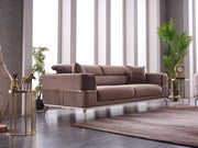 Berlin 4-pieces (2 Sofa & 2 Chair) Livingroom in Brown - Cream - 200-SAN-BER-BRO-CRE-3311