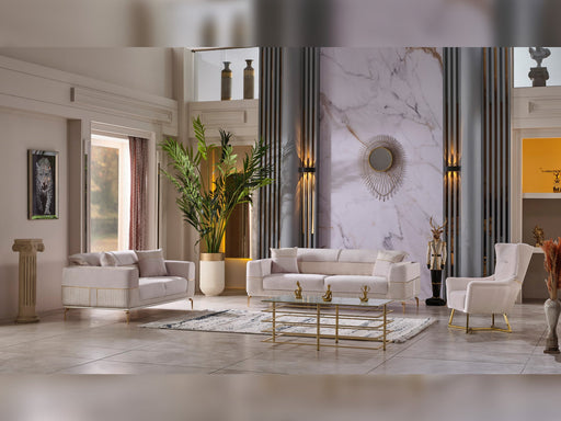 Berlin 4-pieces (2 Sofa & 2 Chair)Livingroom Set Beige in Beige - 101-BER-LV925-3311