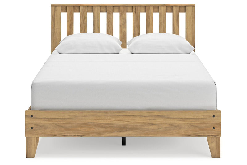 Bermacy Light Brown Queen Platform Panel Bed - Gate FurnitureQueen Bed