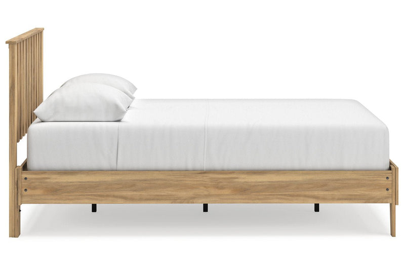 Bermacy Light Brown Queen Platform Panel Bed - Gate FurnitureQueen Bed