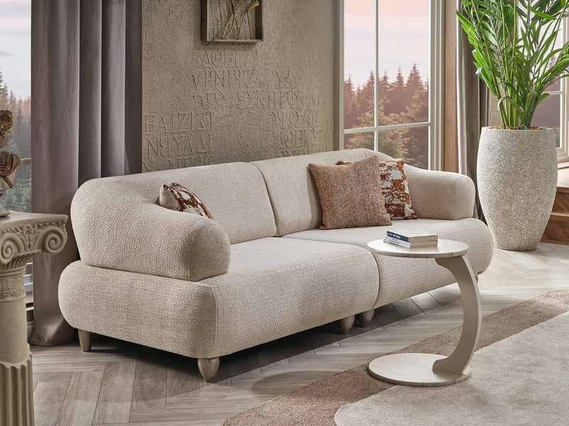 Bern 3-pieces (Sofa & Loveseat & Chair) Livingroom Set Cream in Cream - 101-BERN-PUK82015-321
