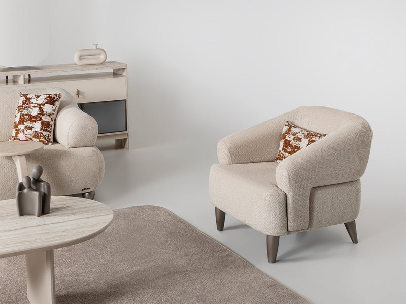 Bern 3-pieces (Sofa & Loveseat & Chair) Livingroom Set Cream in Cream - 101-BERN-PUK82015-321