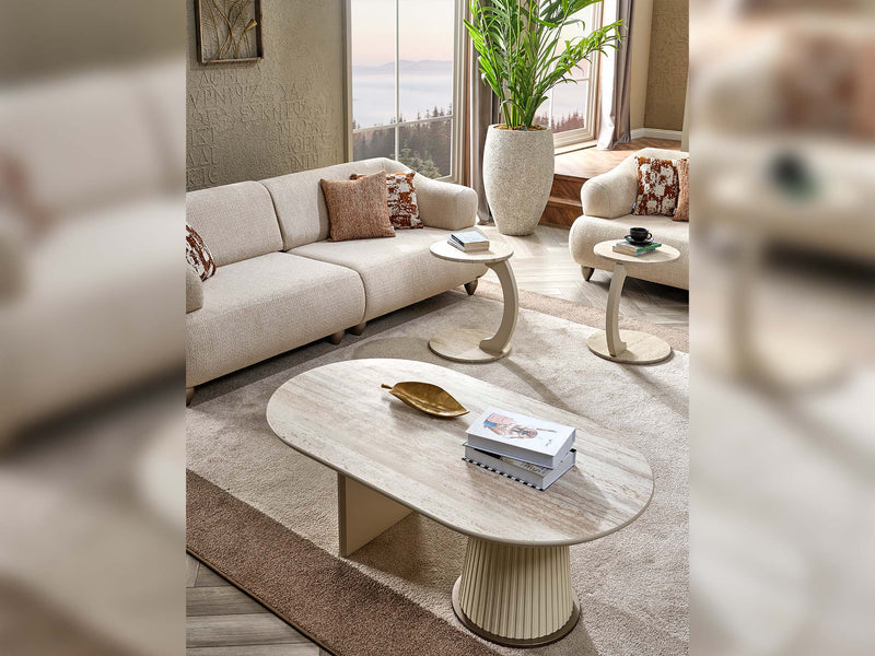 Bern 3-pieces (Sofa & Loveseat & Chair) Livingroom Set Cream in Cream - 101-BERN-PUK82015-321