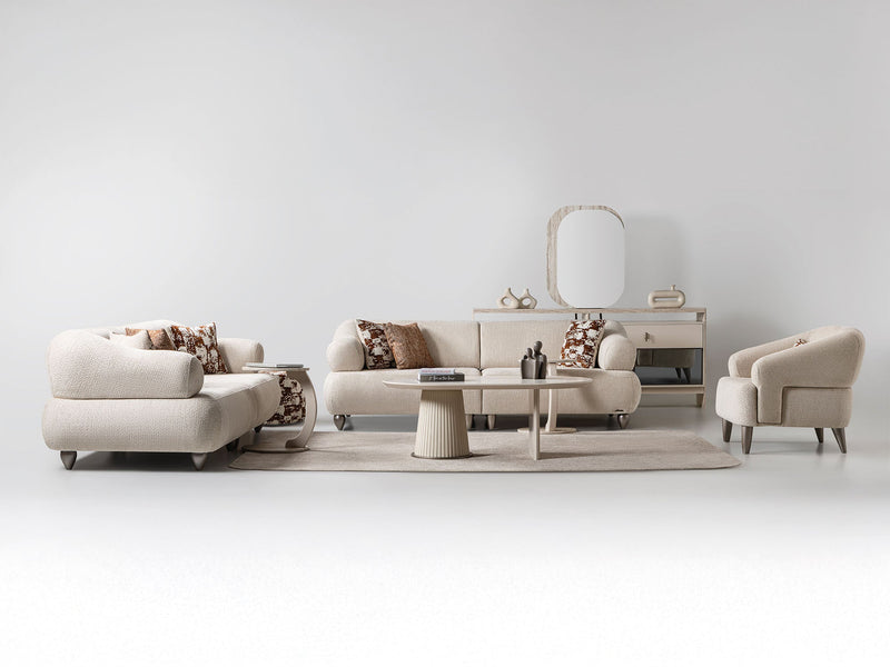Bern 3-pieces (Sofa & Loveseat & Chair) Livingroom Set Cream in Cream - 101-BERN-PUK82015-321