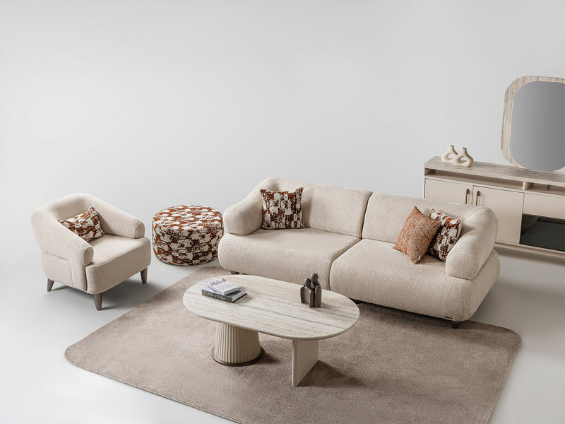 Bern 3-pieces (Sofa & Loveseat & Chair) Livingroom Set Cream in Cream - 101-BERN-PUK82015-321