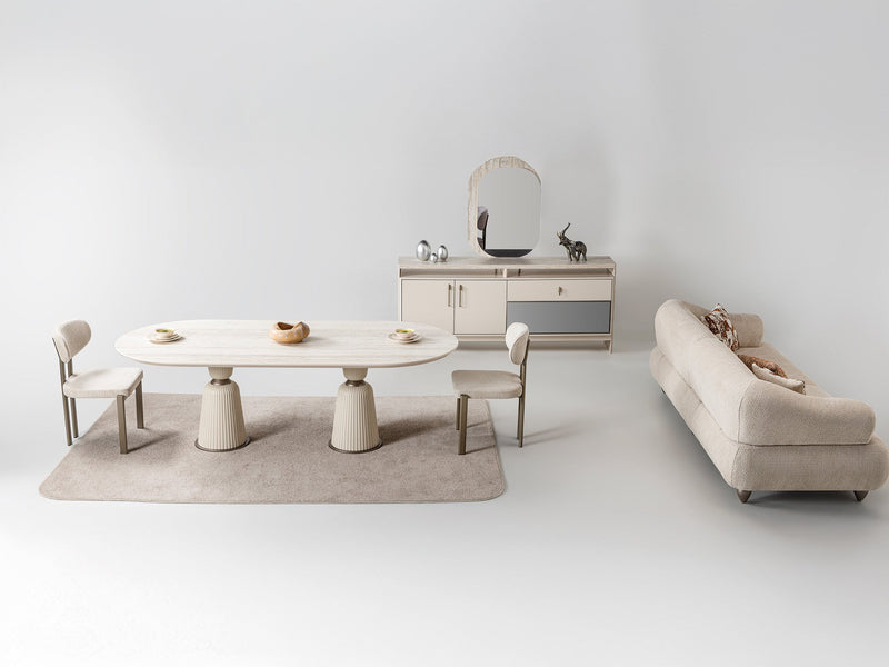 Bern Diningroom (Consol With Mirror & Dining Table & 6 Dining Chair) - 115-BERN-DT-6-SET
