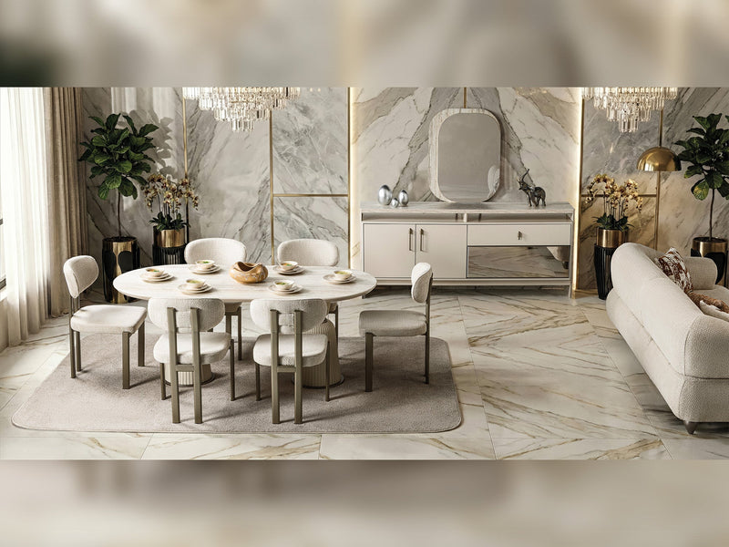 Bern Diningroom (Consol With Mirror & Dining Table & 6 Dining Chair) - 115-BERN-DT-6-SET