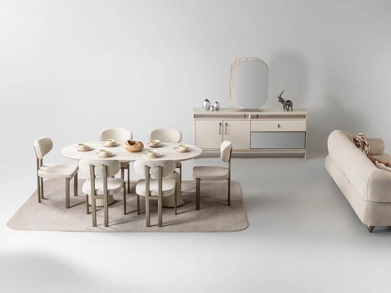 Bern Diningroom (Consol With Mirror & Dining Table & 6 Dining Chair) - 115-BERN-DT-6-SET
