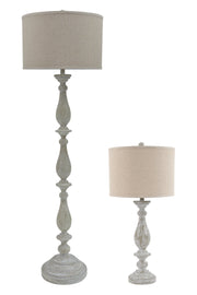 Bernadate 3-Piece Floor Lamp with 2 Table Lamps Set in Whitewash from Ashley - Luna Furniture