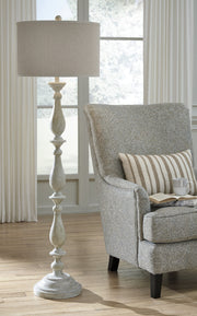 Bernadate 3-Piece Floor Lamp with 2 Table Lamps Set in Whitewash from Ashley - Luna Furniture