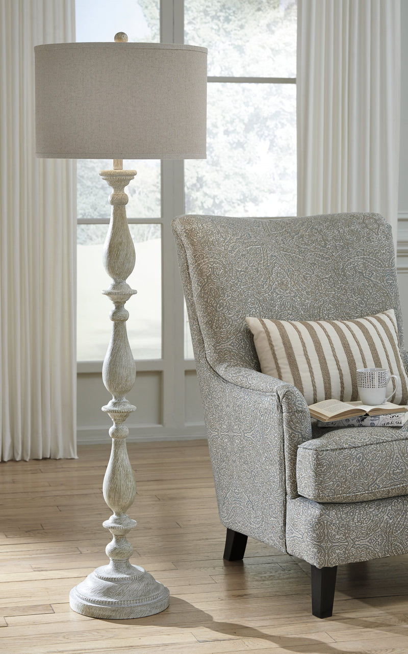 Bernadate 3-Piece Floor Lamp with 2 Table Lamps Set in Whitewash from Ashley - Luna Furniture