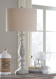 Bernadate 3-Piece Floor Lamp with 2 Table Lamps Set in Whitewash from Ashley - Luna Furniture