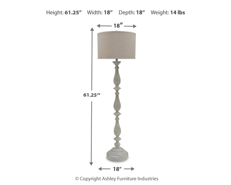 Bernadate 3-Piece Floor Lamp with 2 Table Lamps Set in Whitewash from Ashley - Luna Furniture
