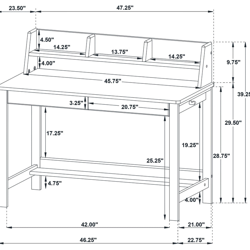 Besler 47-inch SmartTop Writing Desk with Shelf Cement and Natural - 801075