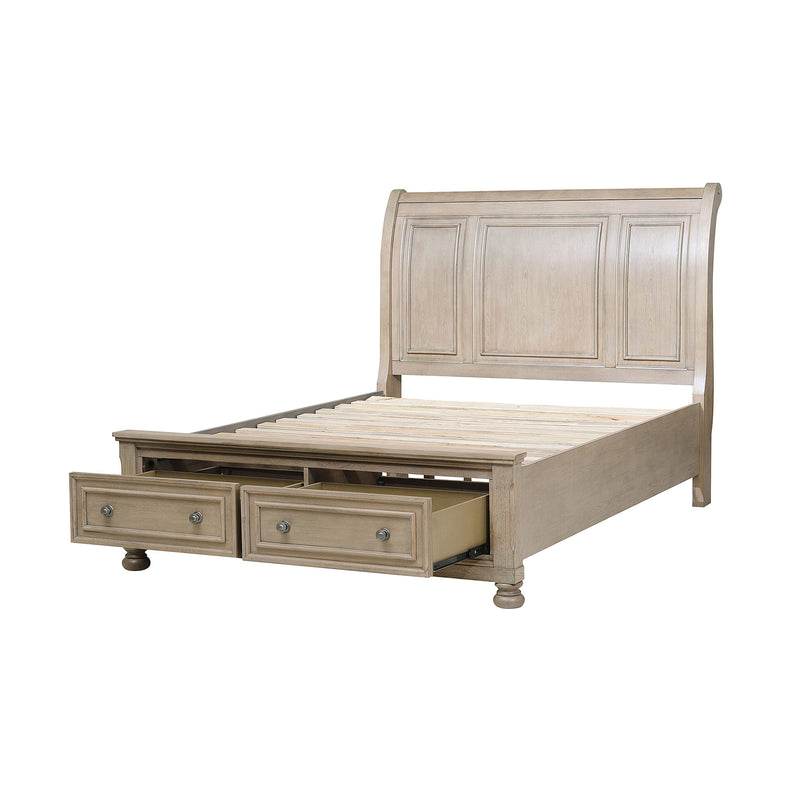 Bethel Wire Brushed Gray Sleigh Storage Platform Bedroom Set - Gate FurnitureBedroom Set