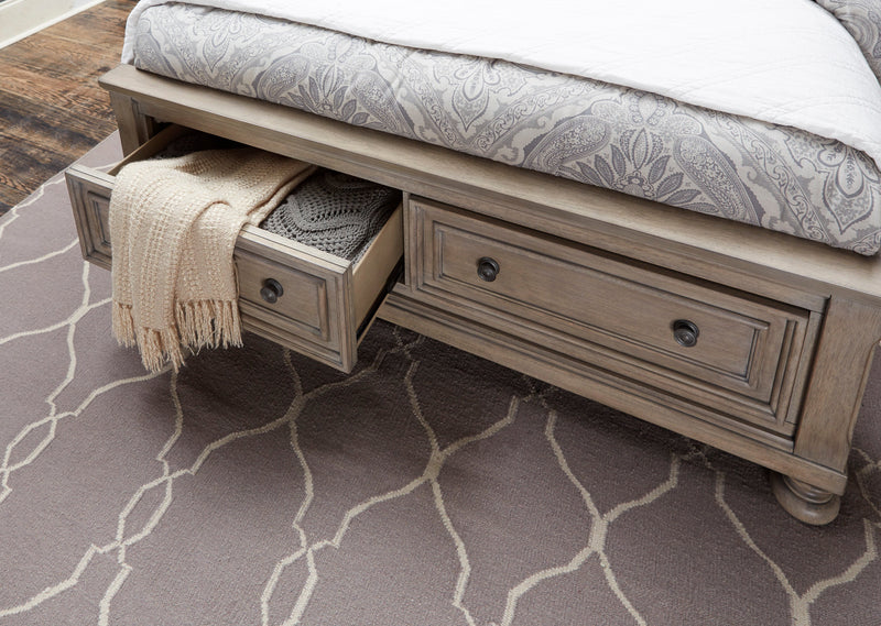Bethel Wire Brushed Gray Sleigh Storage Platform Bedroom Set - Gate FurnitureBedroom Set