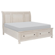 Bethel Wire Brushed White Sleigh Storage Platform Bedroom Set - Gate FurnitureBedroom Set