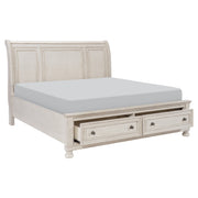 Bethel Wire Brushed White Sleigh Storage Platform Bedroom Set - Gate FurnitureBedroom Set