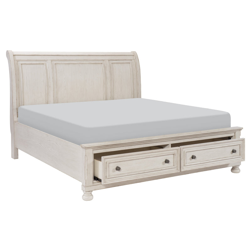 Bethel Wire Brushed White Sleigh Storage Platform Bedroom Set - Gate FurnitureBedroom Set
