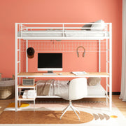 Bettoni Full-Over-Twin Workstation Bunk Bed Matte White - 460209WHT